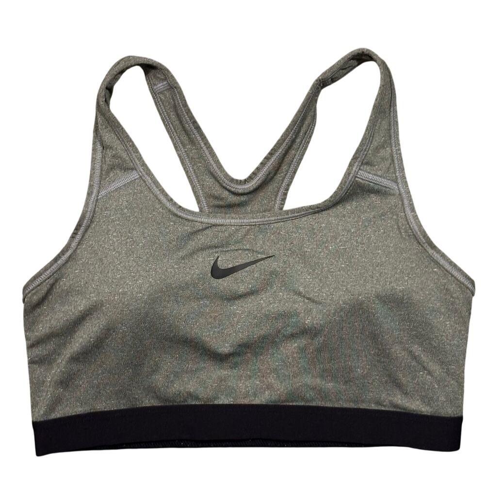 Nike Dri-Fit Gray Heather Black Cupped Sports Bra Womens Size Large